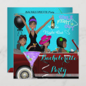 Invitation Bachelorette Party Turquoise Amusement Limo Car Co (Devant / Derrière)