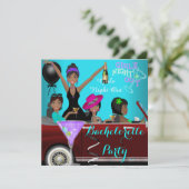 Invitation Bachelorette Party Turquoise Amusement Limo Car Co (Debout devant)