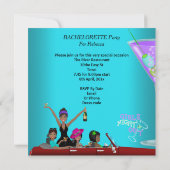 Invitation Bachelorette Party Turquoise Amusement Limo Car Co (Dos)