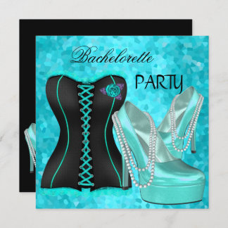 Invitation Bachelorette Party Turquoise Bleu Hi talon Chaussu