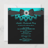 Invitation Bachelorette Party Turquoise Blue Black Lace (Dos)