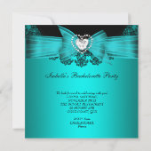 Invitation Bachelorette Party Turquoise Blue Black Lace fun (Dos)