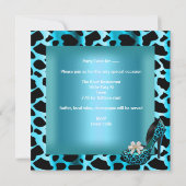Invitation Bachelorette Party Turquoise Blue Leopard Chaussur (Dos)