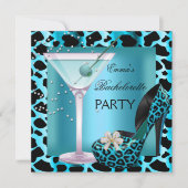 Invitation Bachelorette Party Turquoise Blue Leopard Chaussur (Devant)