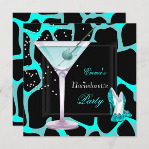 Invitation Bachelorette Party Turquoise Blue Leopard Chaussur