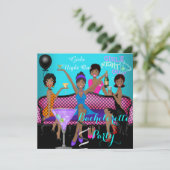 Invitation Bachelorette Party Turquoise rose Fun Girls Cockta (Debout devant)