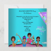 Invitation Bachelorette Party Turquoise rose Fun Girls Cockta (Dos)