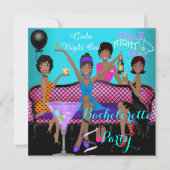 Invitation Bachelorette Party Turquoise rose Fun Girls Cockta (Devant)