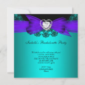 Invitation Bachelorette Party Turquoise violet noir Dentelle (Dos)