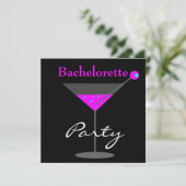 Invitation Bachelorette Party violet rose noir Martini (Debout devant)