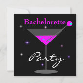 Invitation Bachelorette Party violet rose noir Martini 2 (Devant)