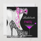 Invitation Bachelorette Party White Corset Pink Leopard (Devant)