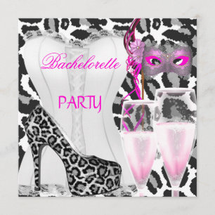 Invitation Bachelorette Party White Corset Pink Leopard