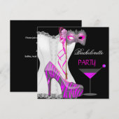 Invitation Bachelorette Party White Corset rose Zebra Chaussu (Devant / Derrière)