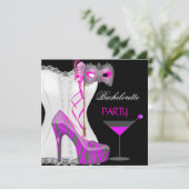 Invitation Bachelorette Party White Corset rose Zebra Chaussu (Debout devant)