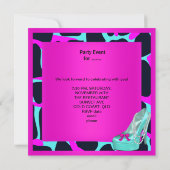 Invitation Bachelorette Party Wild Hot rose Turquoise Aqua (Dos)
