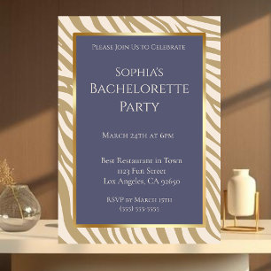 Invitation Bachelorette Party-Zebra Print-Beige-