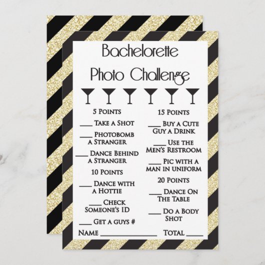 Invitation Bachelorette Photo Challenge Partie (Devant / Derrière)