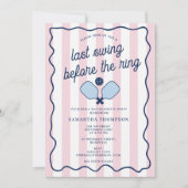 Invitation Bachelorette Pickleball Bach Pink Retro Stripes (Devant)