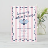 Invitation Bachelorette Pickleball Bach Pink Retro Stripes (Debout devant)