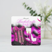 Invitation Bachelorette Plumes Corset Rose Champagne talons (Debout devant)