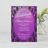 Invitation Bachelorette | Purple Damask Parties scintillant (Debout devant)