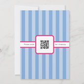 Invitation Bachelorette rayée bleu dernier toast avec code QR (Dos)