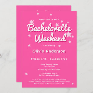 Invitation Bachelorette Retro Pretty Rose Malibu Stars