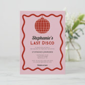 Invitation Bachelorette rétro Wave Pink et Red Dernier Disco (Debout devant)