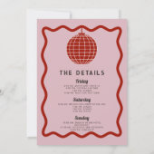 Invitation Bachelorette rétro Wave Pink et Red Dernier Disco (Dos)