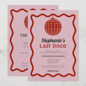 Invitation Bachelorette rétro Wave Pink et Red Dernier Disco (Devant / Derrière)