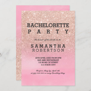 Invitation Bachelorette rose d'aquarelle de rose de parties