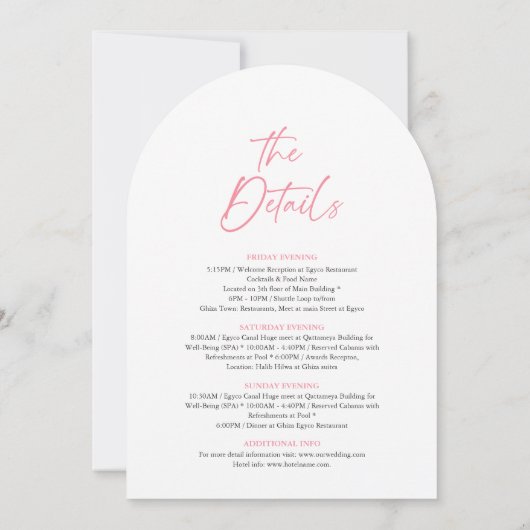 Invitation Bachelorette rose et blanc Week-end (Dos)
