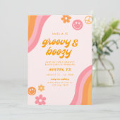 Invitation Bachelorette rose et orange pâle et engagée 4 jour (Debout devant)