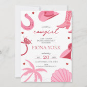 Invitation Bachelorette rose et rouge du littoral (Devant)