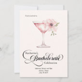 Invitation Bachelorette Rose Floral Cocktail Spa Voyage (Devant)