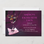 Invitation Bachelorette rose foncé Martini fête nuptiale (Devant)