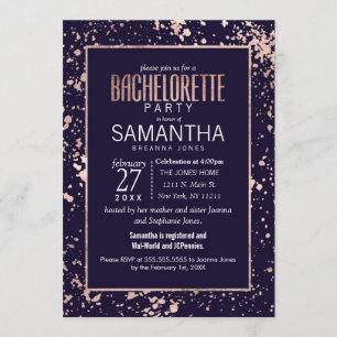 Invitation Bachelorette Rose Gold Navy