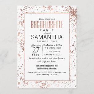 Invitation Bachelorette rose Gold Paint Splatz