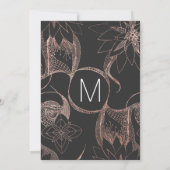 Invitation Bachelorette Rose moderne de dessin floral or (Dos)