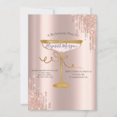 Invitation Bachelorette rose Parties scintillant or Vin Verre (Devant)