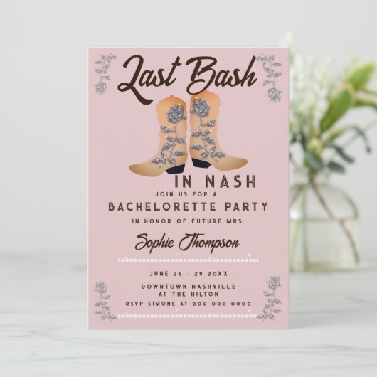 Invitation Bachelorette rose Rose de bash Nash (Debout devant)