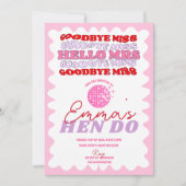 Invitation Bachelorette rose rouge ondulé (Devant)