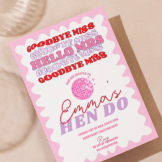 Invitation Bachelorette rose rouge ondulé