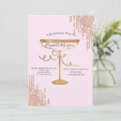 Invitation Bachelorette rose Verre parties scintillant (Debout devant)