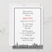 Invitation Bachelorette rouge de Chicago Skyline Etched (Dos)