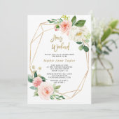 Invitation Bachelorette Rouge Floral Gold Frame Week-end (Debout devant)