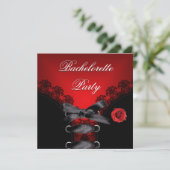 Invitation Bachelorette Rouge Rose Black Lace (Debout devant)