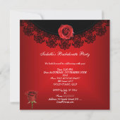 Invitation Bachelorette Rouge Rose Black Lace (Dos)