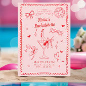 Invitation Bachelorette Rouge Rose Cocktail Party Bachelorett